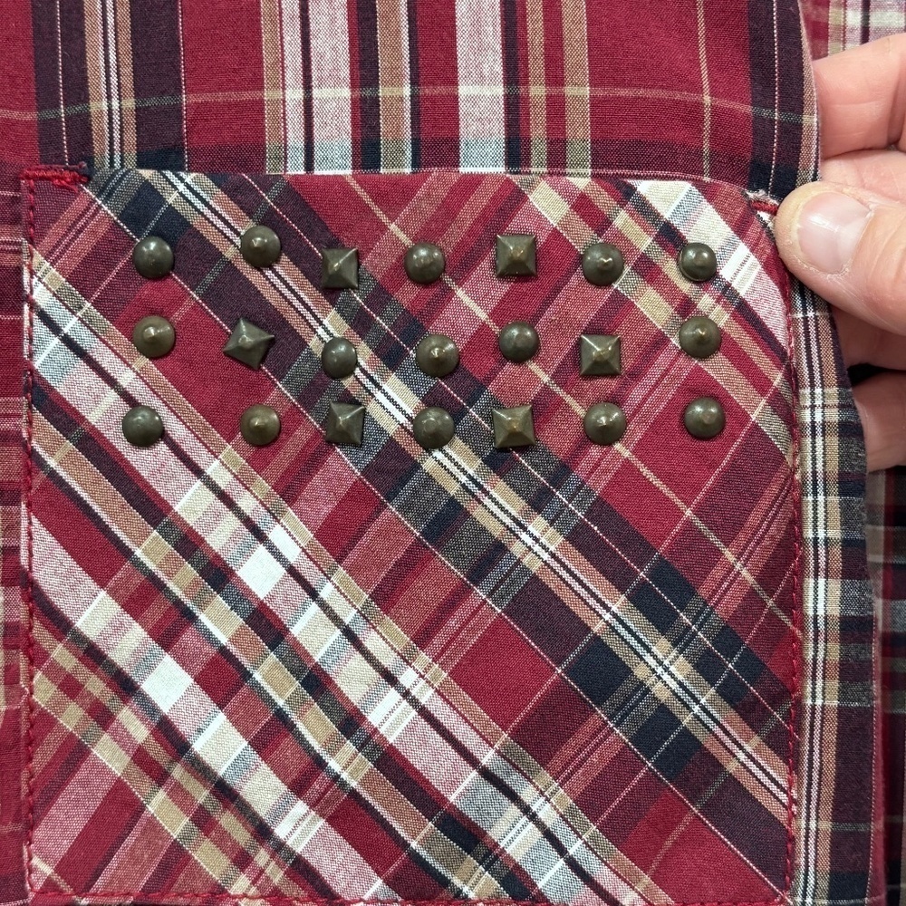 Lady Dutch NWT snap closure plaid fitted shirt with pocket embellishments sz XL - Picture 9 of 16